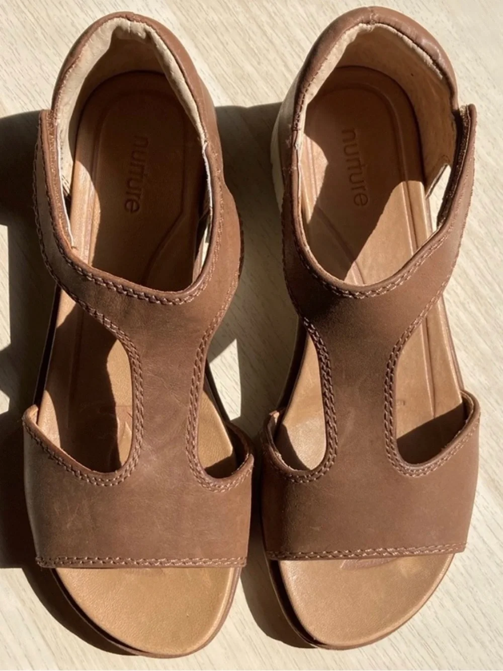 Nurture by Lamaze Cognac Open-Arch Comfort Sandals, women’s size 7 brown shoe